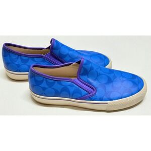 Coach Signature C‎ Monogram Slip On Shoes Blue Purple Women's Size 8D Casual